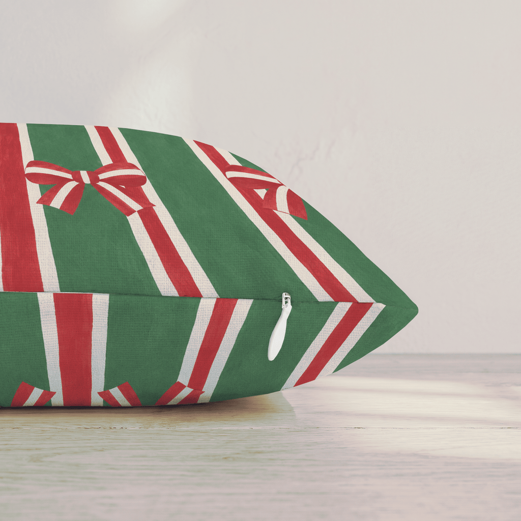 Ribbon & Evergreen Throw Pillow throw pillow - Hillcroft Home