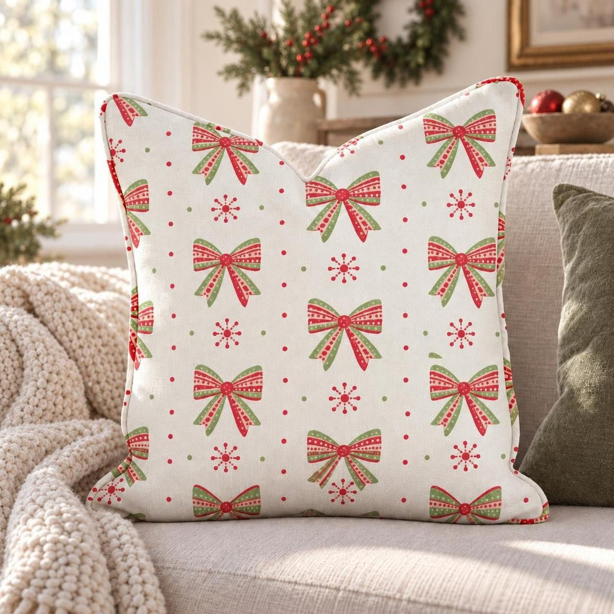 Ribbon Frost Throw Pillow throw pillow - Hillcroft Home