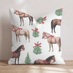 Ribboned Bay Horses Throw Pillow - Hillcroft Home