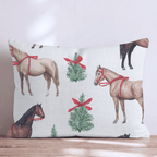 Ribboned Bay Horses Throw Pillow - Hillcroft Home