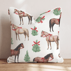 Ribboned Bay Horses Throw Pillow - Hillcroft Home