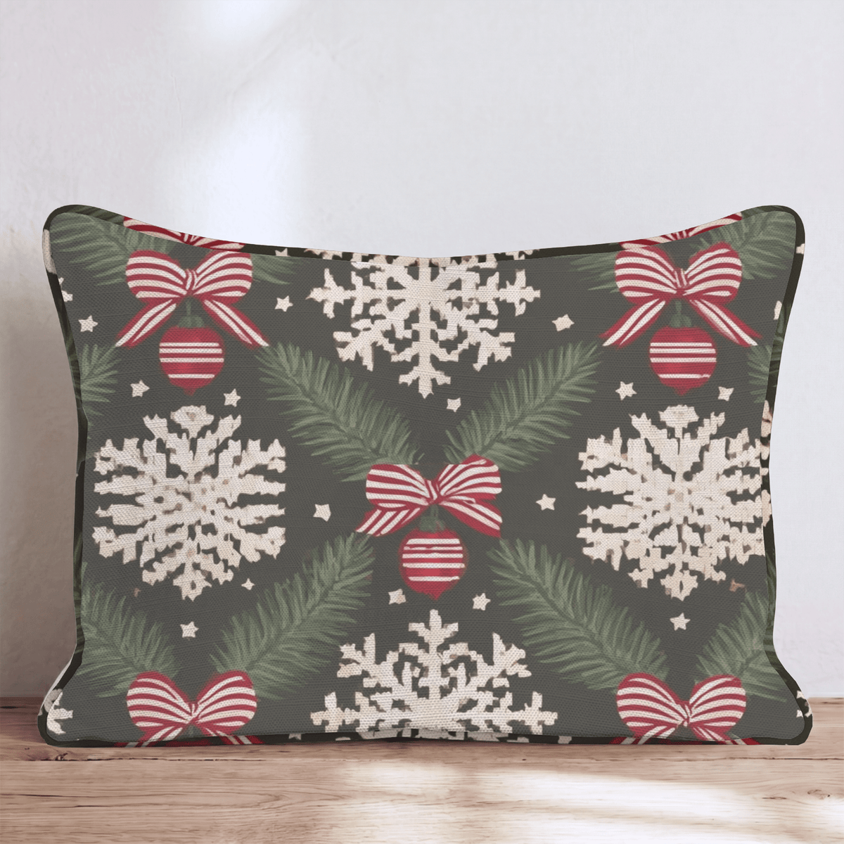 Ribbons & Ornaments Throw Pillow throw pillow - Hillcroft Home