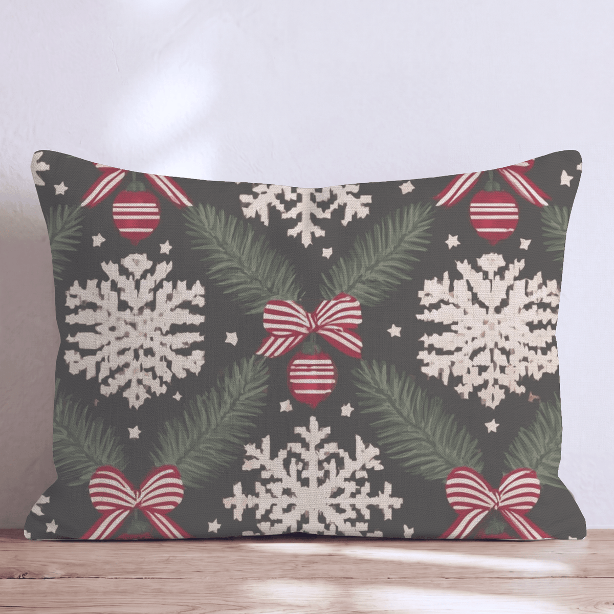Ribbons & Ornaments Throw Pillow throw pillow - Hillcroft Home