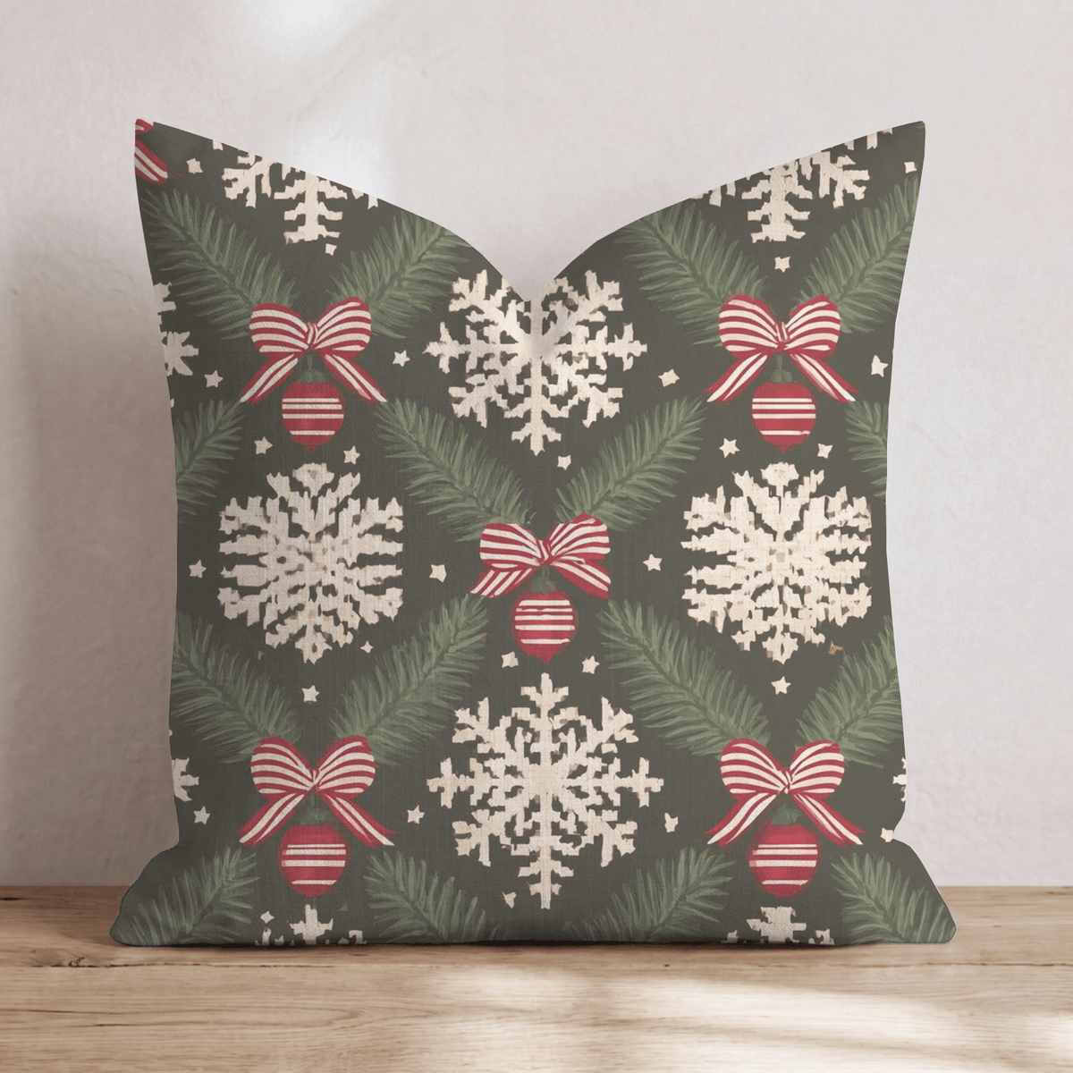 Ribbons & Ornaments Throw Pillow throw pillow - Hillcroft Home