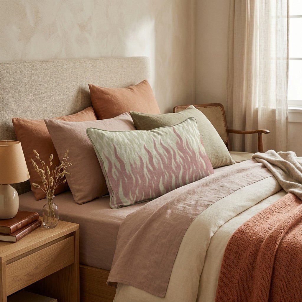 Rippling Flame Stripe Throw Pillow - Hillcroft Home
