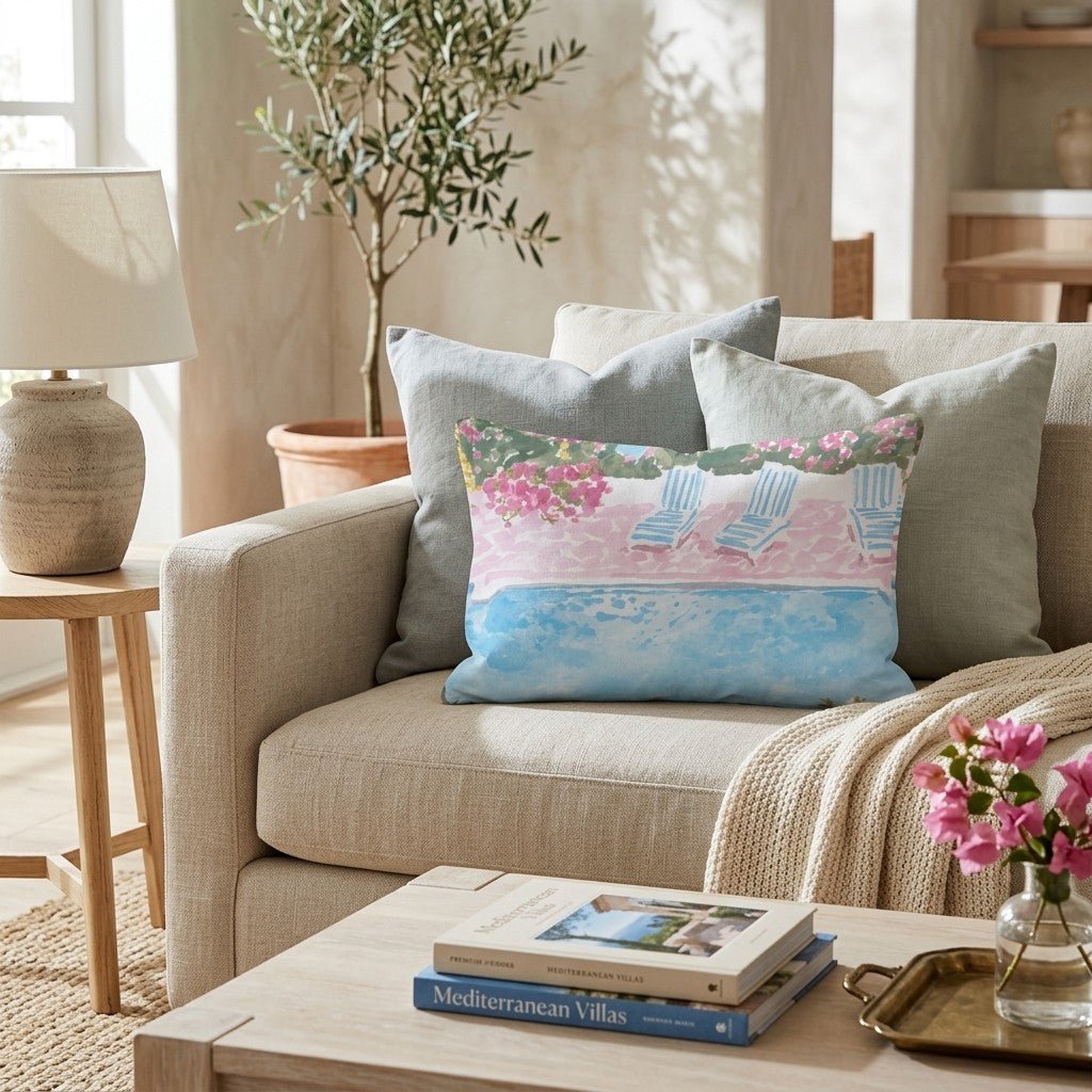 Riviera Pool Day Throw Pillow - Hillcroft Home