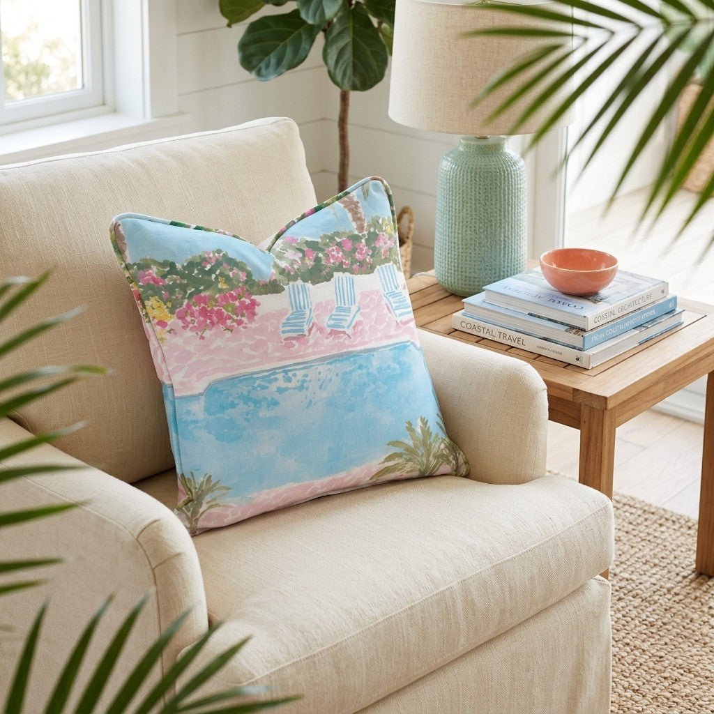 Riviera Pool Day Throw Pillow - Hillcroft Home