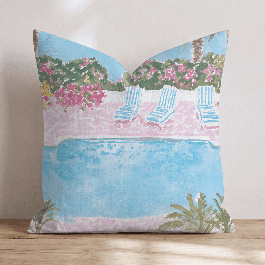Riviera Pool Day Throw Pillow - Hillcroft Home