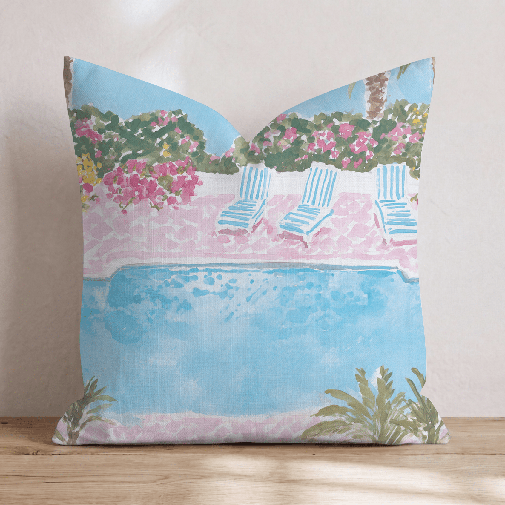 Riviera Pool Day Throw Pillow - Hillcroft Home