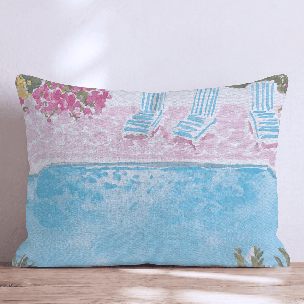 Riviera Pool Day Throw Pillow - Hillcroft Home