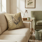 Rooster Kraft Drawing Throw Pillow - Hillcroft Home