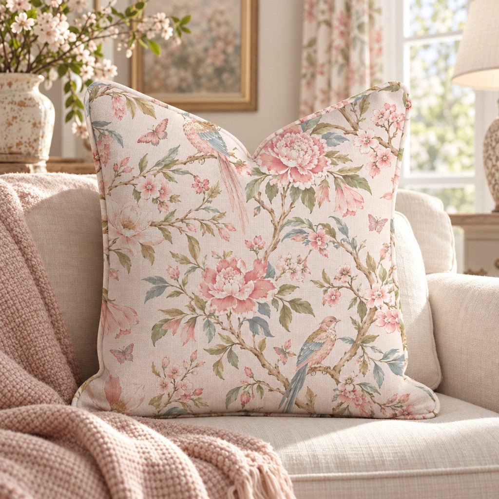 Rosalie Chinoiserie Warm Throw Pillow throw pillow - Hillcroft Home