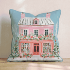 Rose Bloom Bookshop Facade Throw Pillow - Hillcroft Home