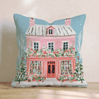 Rose Bloom Bookshop Facade Throw Pillow - Hillcroft Home
