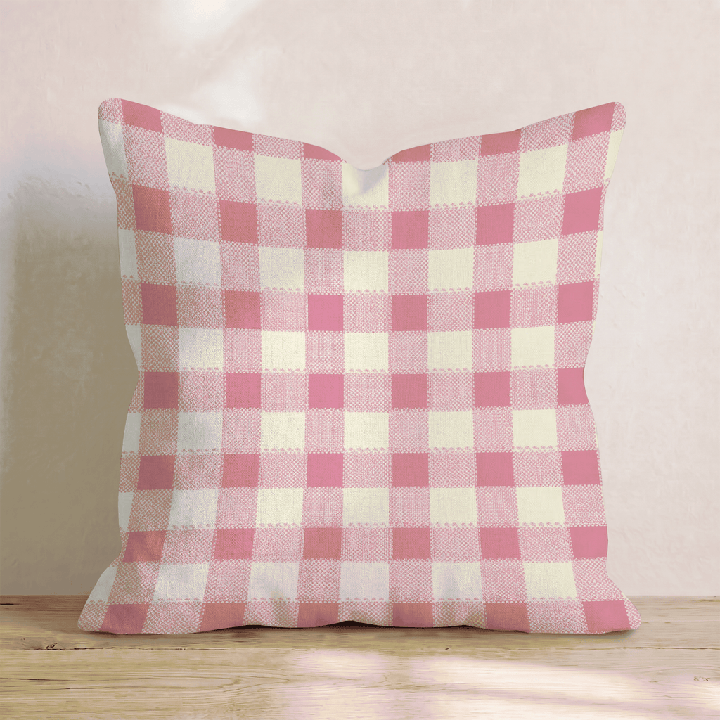 Rose Cream Gingham Throw Pillow - Hillcroft Home