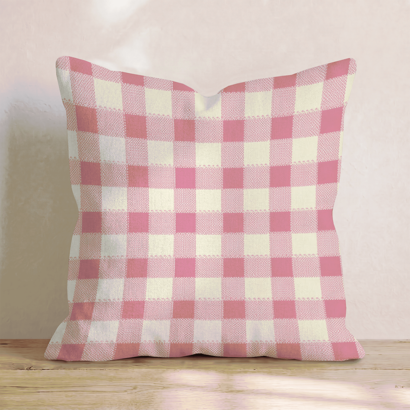 Rose Cream Gingham Throw Pillow - Hillcroft Home