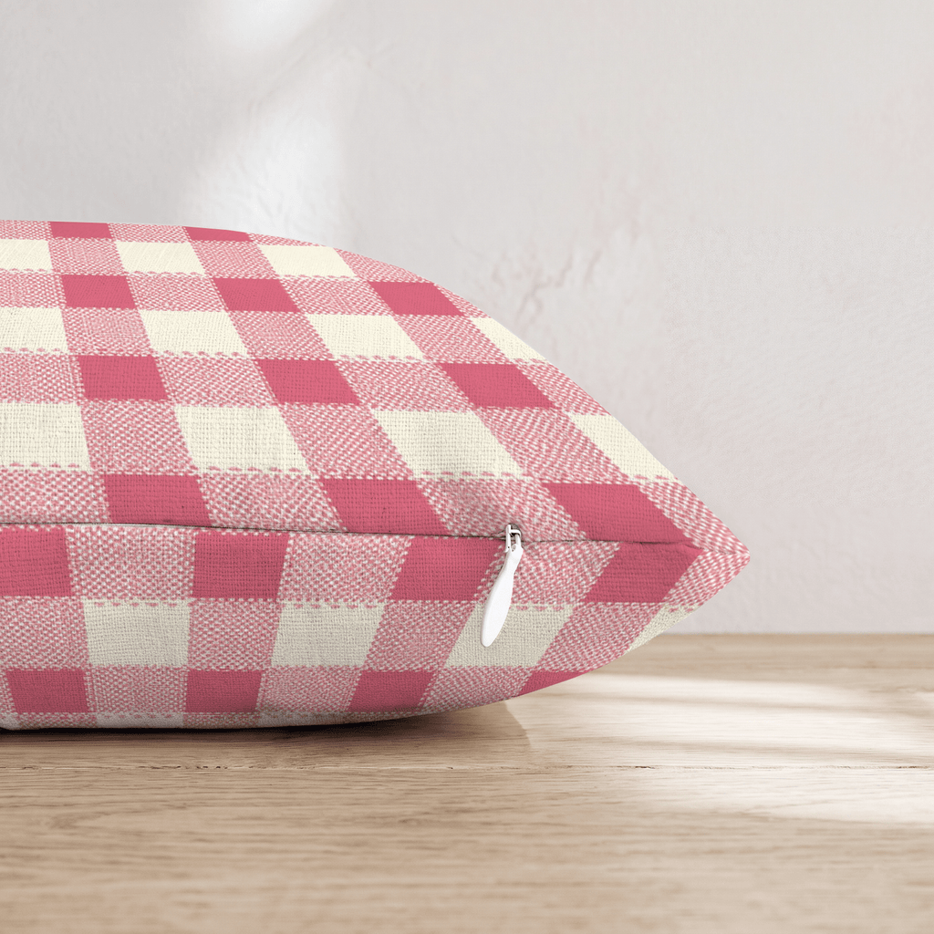 Rose Cream Gingham Throw Pillow - Hillcroft Home