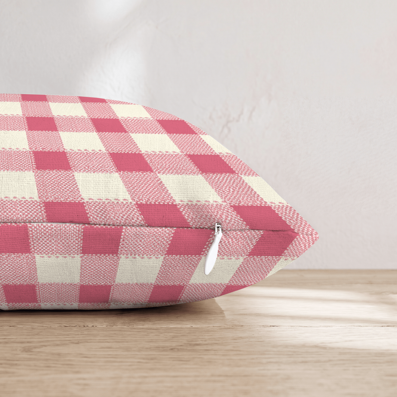 Rose Cream Gingham Throw Pillow - Hillcroft Home