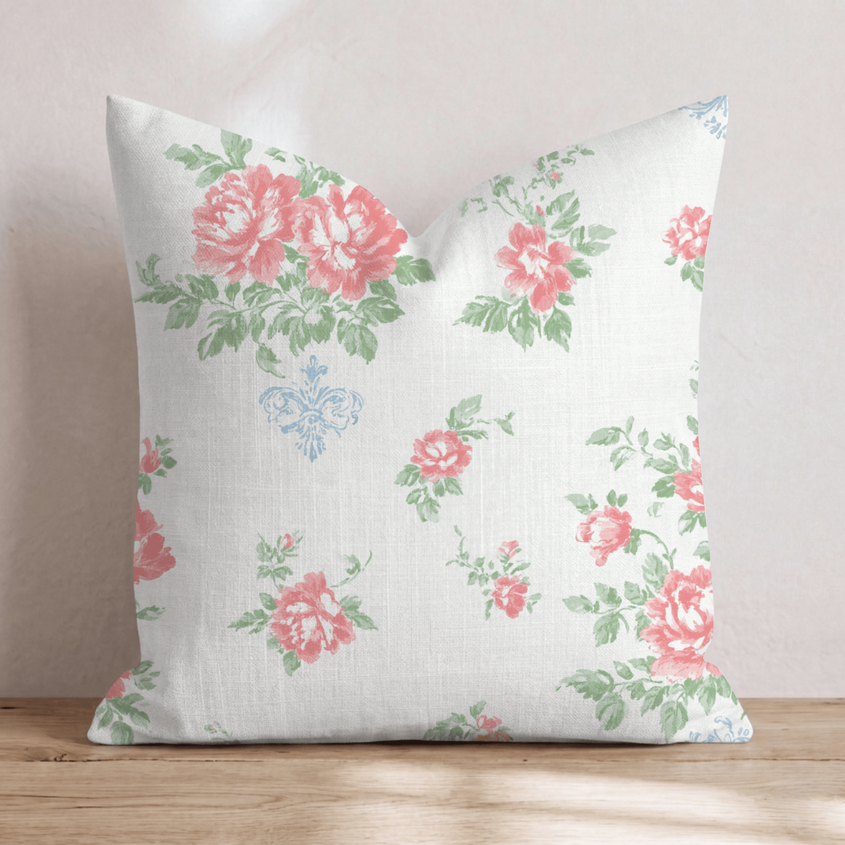 Rose Damask Throw Pillow - Hillcroft Home