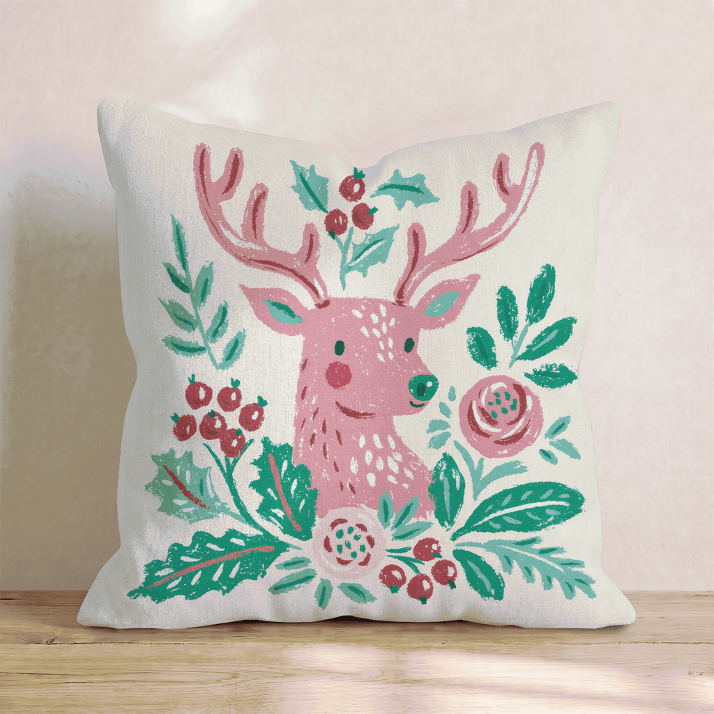 Rose Garden Stag Throw Pillow - Hillcroft Home
