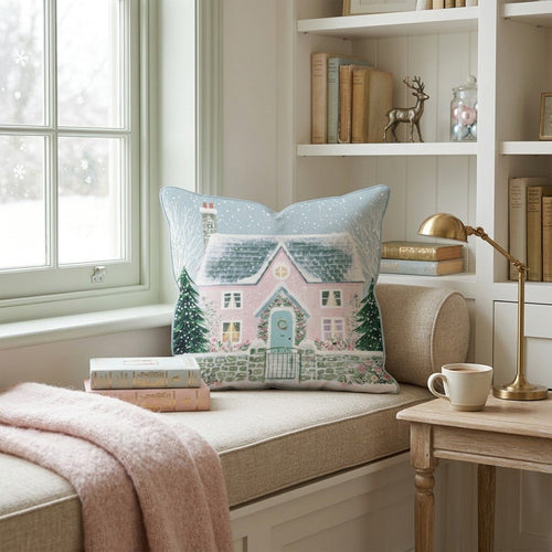 Rose Garland Cottage Gate Throw Pillow - Hillcroft Home