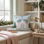 Rose Garland Cottage Gate Throw Pillow throw pillow - Hillcroft Home