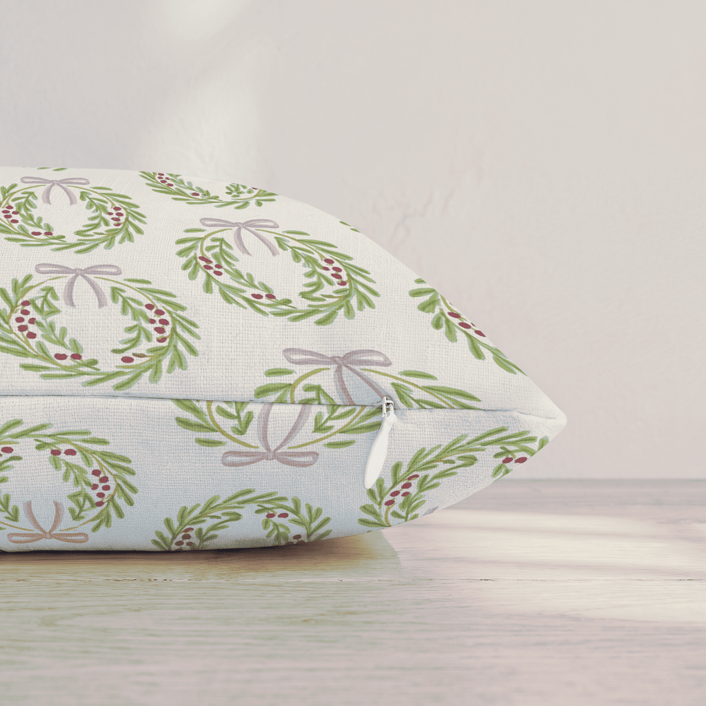 Rose Wreath Throw Pillow throw pillow - Hillcroft Home
