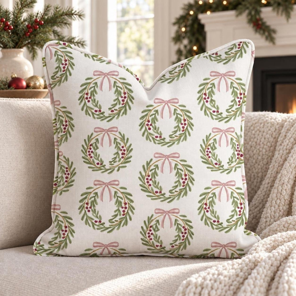Rose Wreath Throw Pillow throw pillow - Hillcroft Home