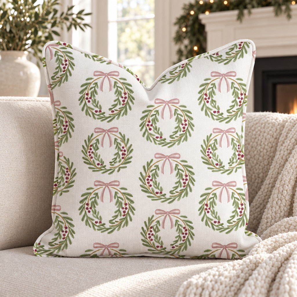 Rose Wreath Throw Pillow throw pillow - Hillcroft Home