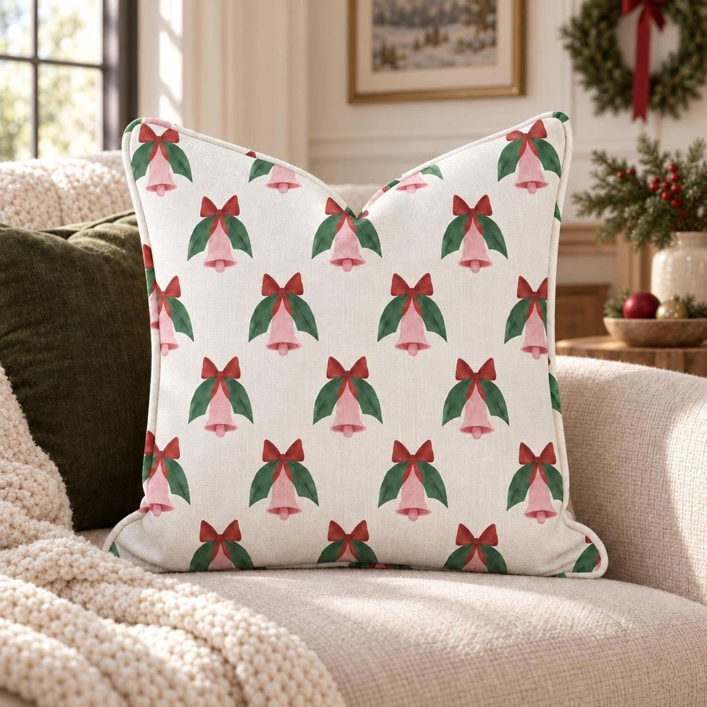 Rosette Bells Throw Pillow throw pillow - Hillcroft Home