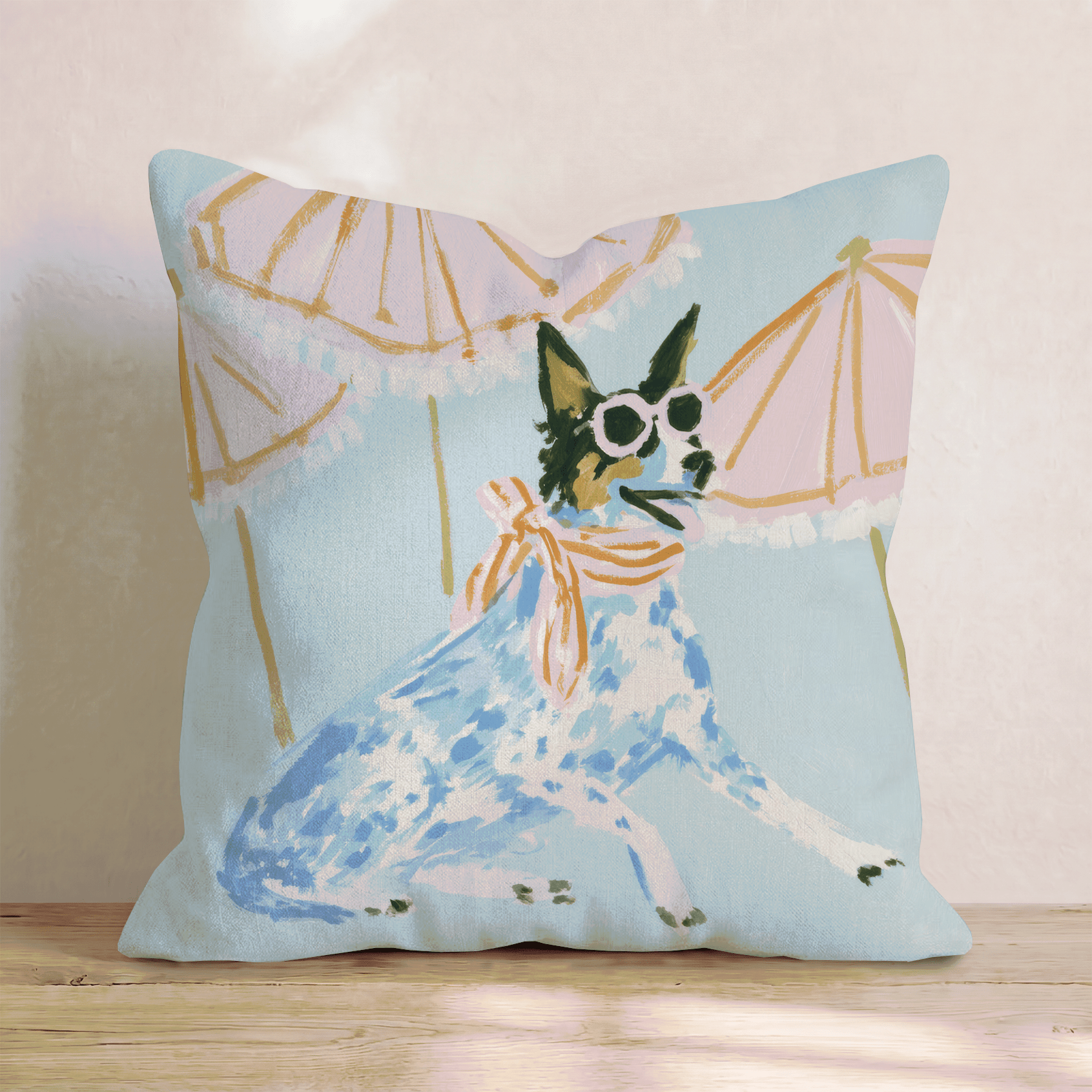Rosie at the Beach Throw Pillow - Hillcroft Home