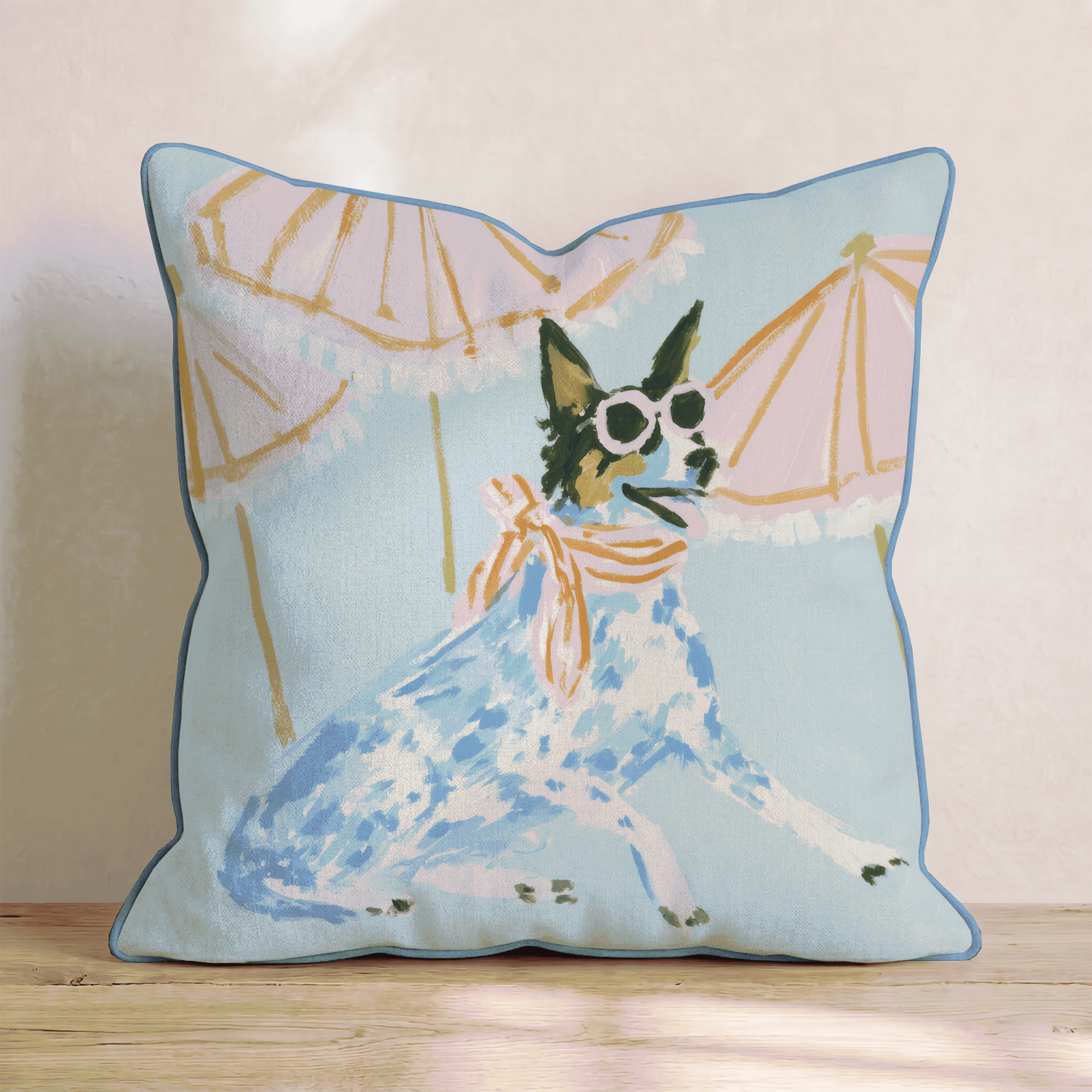 Rosie at the Beach Throw Pillow - Hillcroft Home
