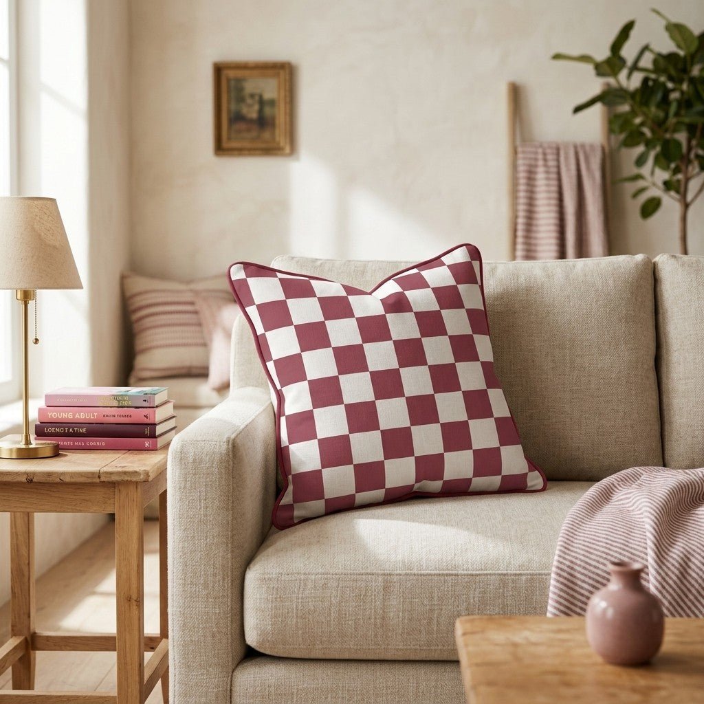 Rosie Check Throw Pillow - Hillcroft Home