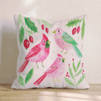 Rosy Cardinal Trio Throw Pillow - Hillcroft Home