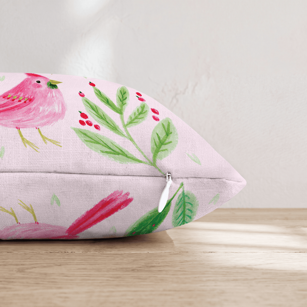 Rosy Cardinal Trio Throw Pillow - Hillcroft Home