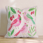 Rosy Cardinal Trio Throw Pillow - Hillcroft Home