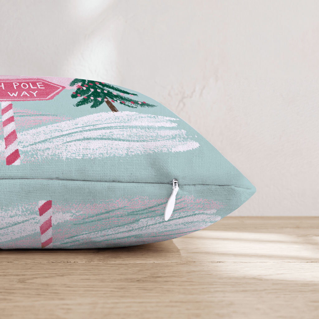 Rosy Peaks Signpost Throw Pillow - Hillcroft Home