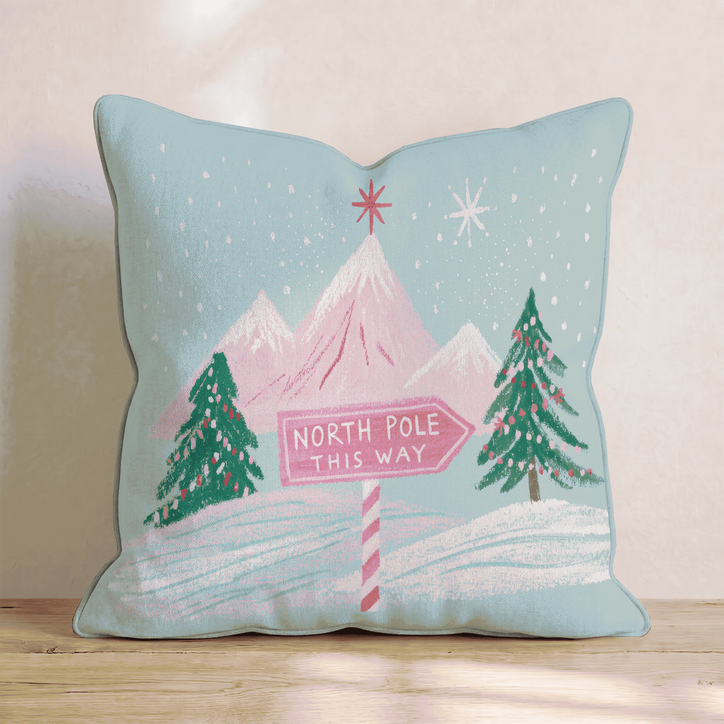 Rosy Peaks Signpost Throw Pillow - Hillcroft Home