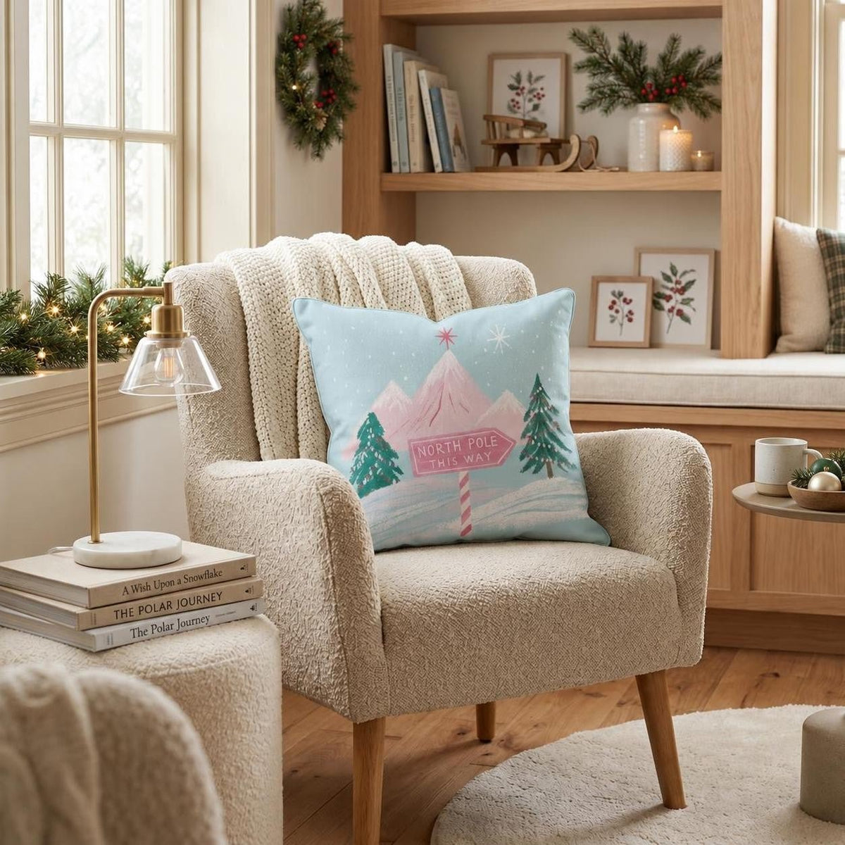 Rosy Peaks Signpost Throw Pillow throw pillow - Hillcroft Home