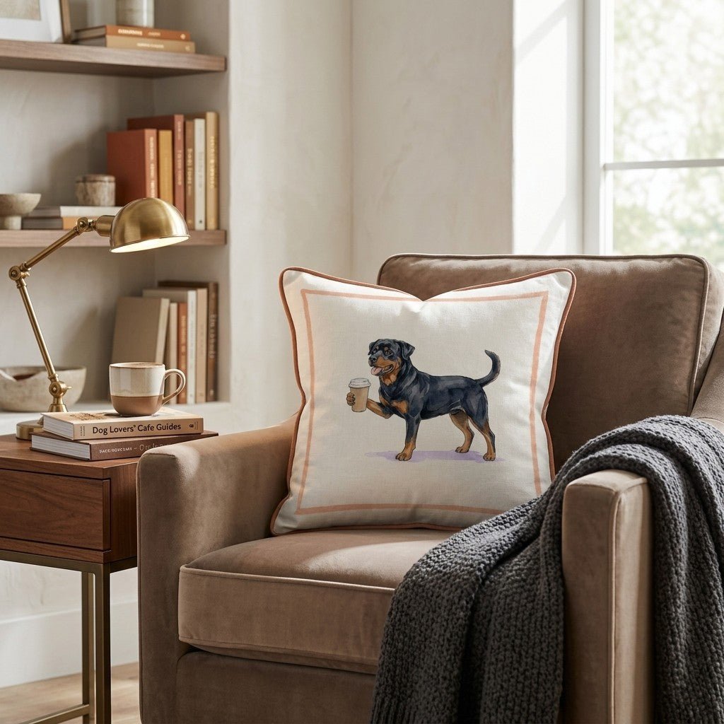 Rottweiler Coffee Throw Pillow - Hillcroft Home