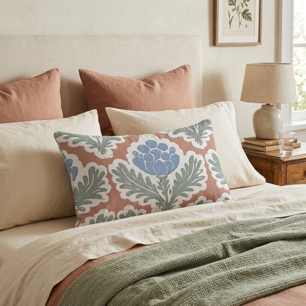 Rouge Bouquet Throw Pillow - Hillcroft Home