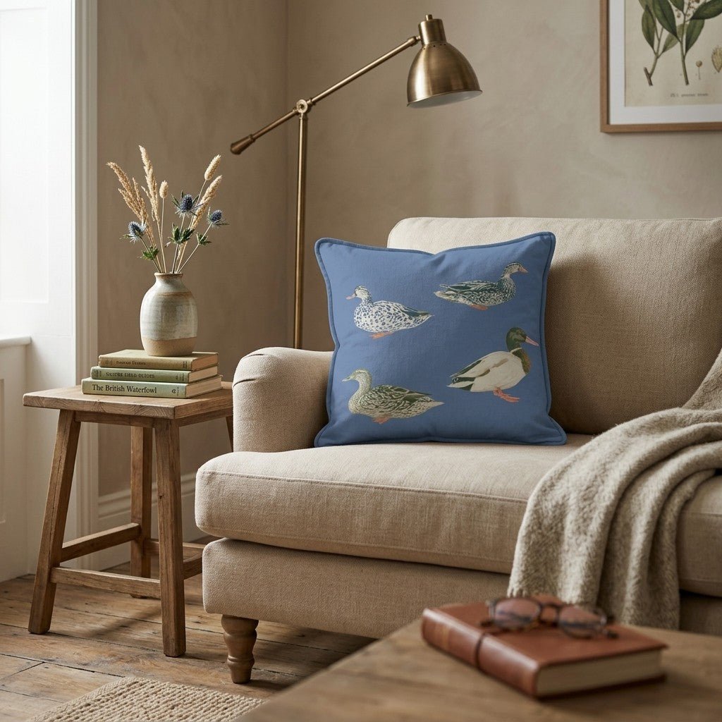 Row Of Ducks Throw Pillow - Hillcroft Home