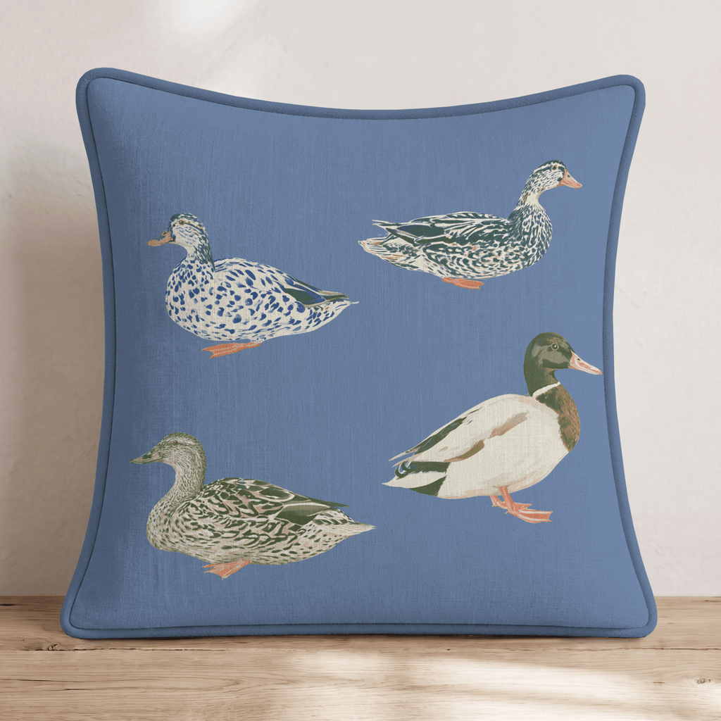 Row Of Ducks Throw Pillow - Hillcroft Home