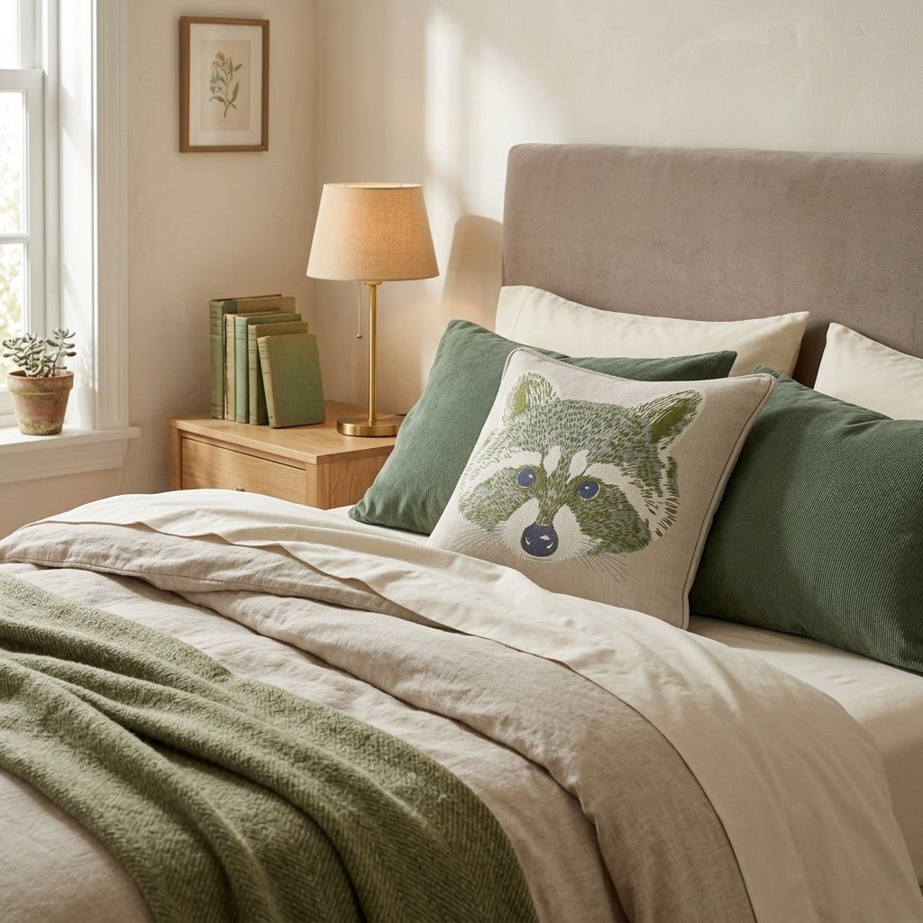 Rowdy Raccoon Throw Pillow - Hillcroft Home