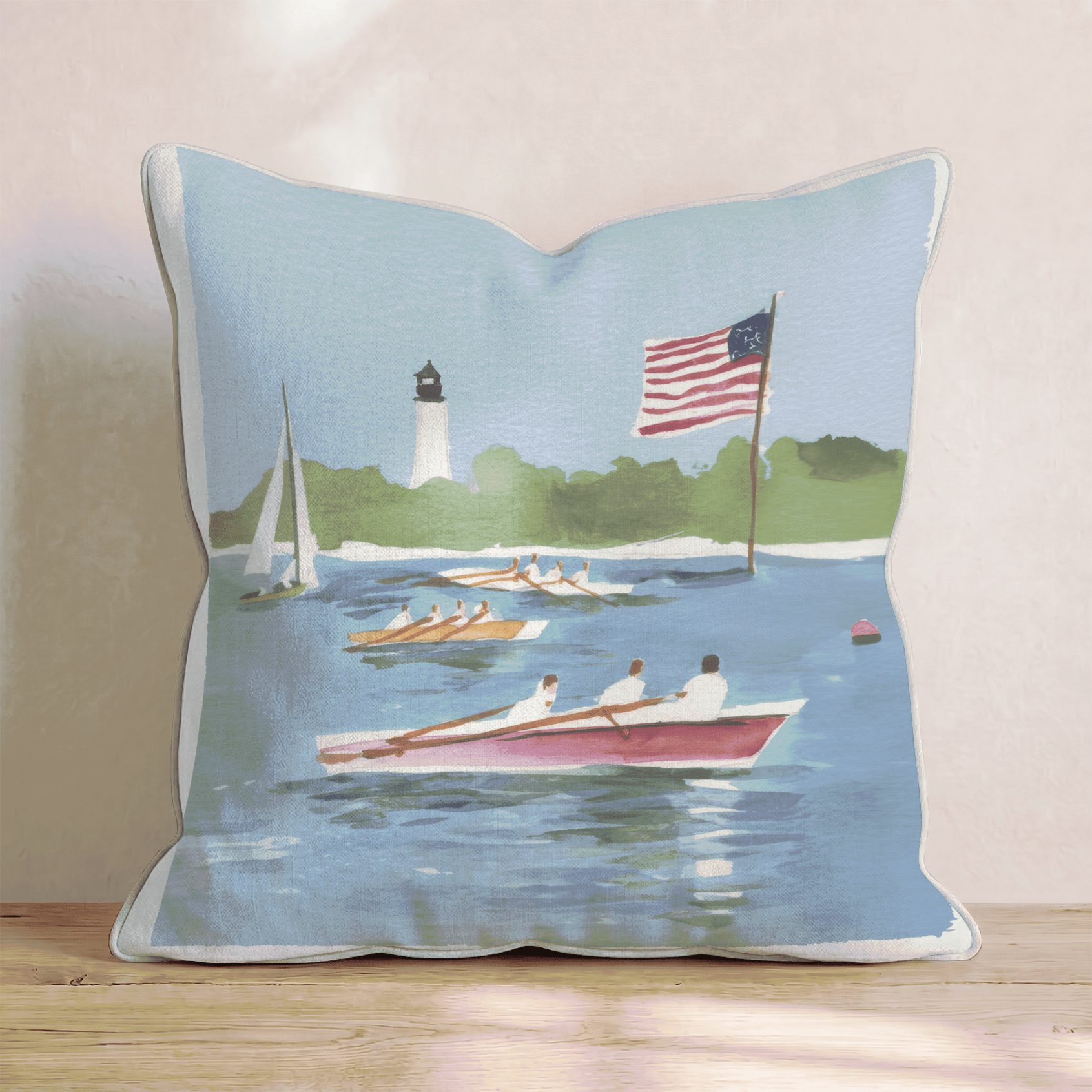Rowing Race Throw Pillow - Hillcroft Home