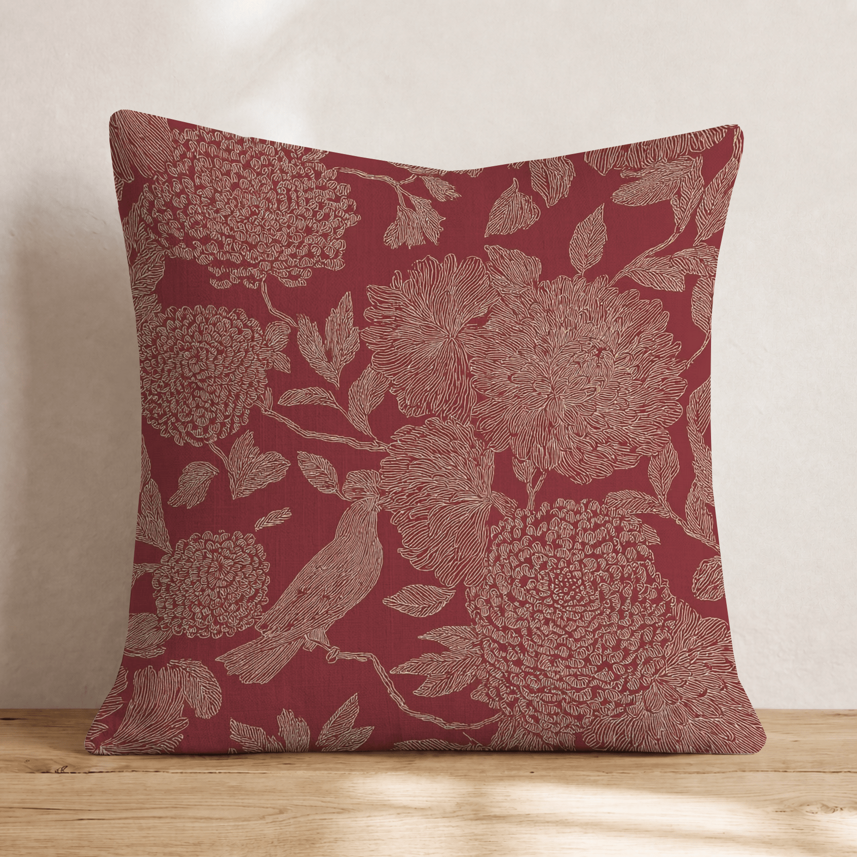 Ruby Petals Throw Pillow - Hillcroft Home