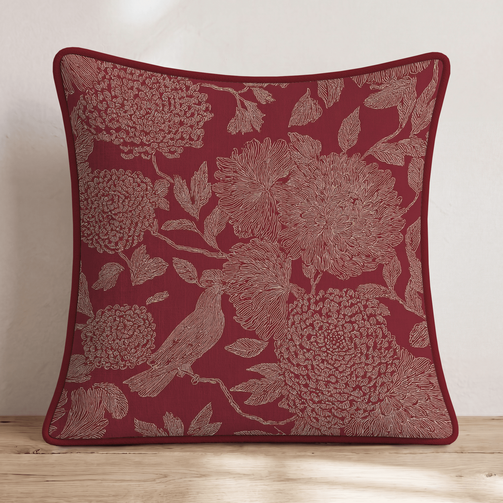 Ruby Petals Throw Pillow - Hillcroft Home