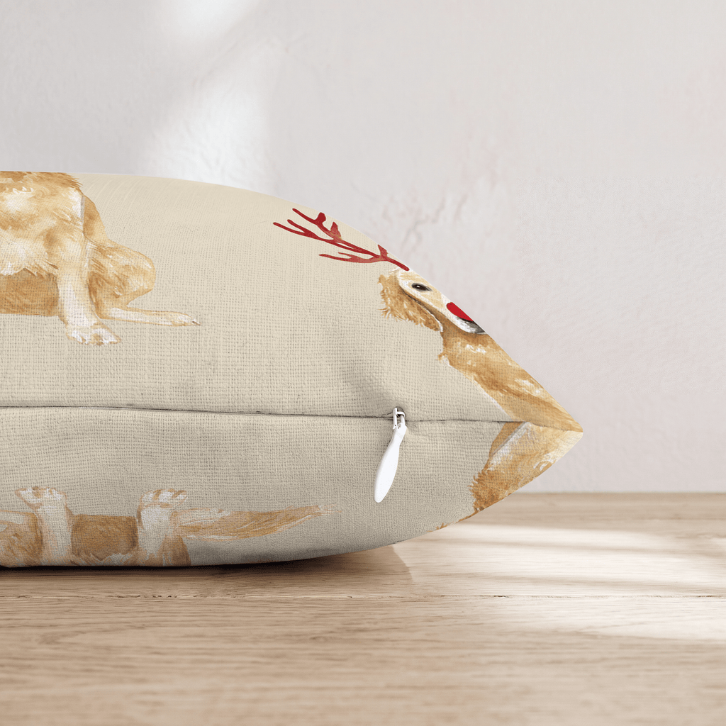 Rudolph Golden Retrievers Throw Pillow - Hillcroft Home