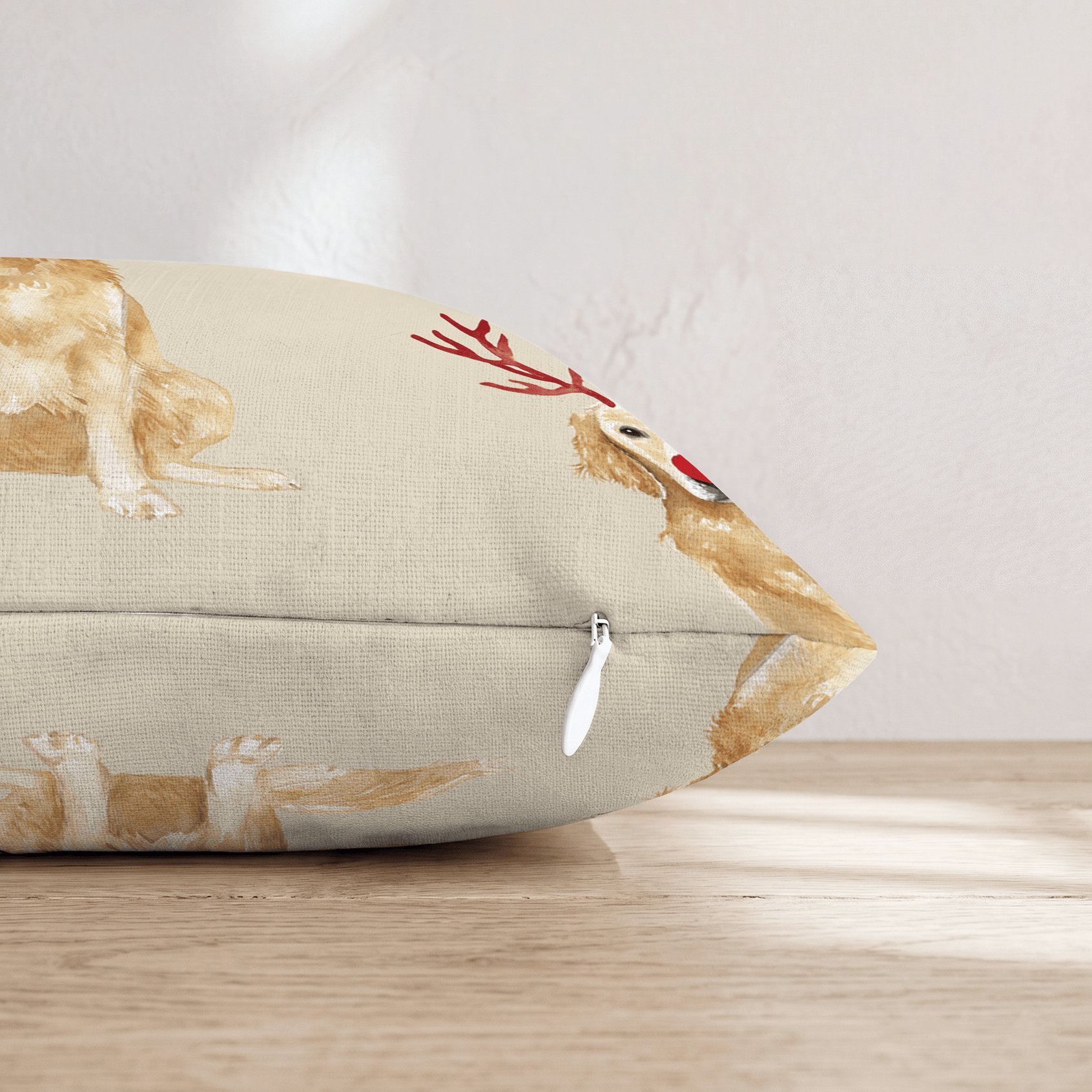 Rudolph Golden Retrievers Throw Pillow - Hillcroft Home