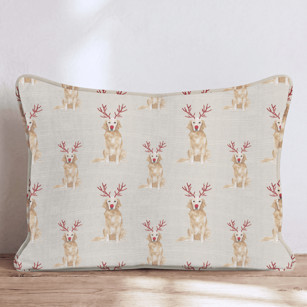 Rudolph Golden Retrievers Throw Pillow throw pillow - Hillcroft Home